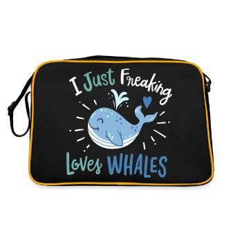 Ich liebe Wale einfach wahnsinnig - Retro Tasche - Schwarz/Gold - Hinten
