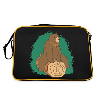 Brown Bear Tree Bear Motif for Brown Bears Team and - Retro Bag - black/gold - Back