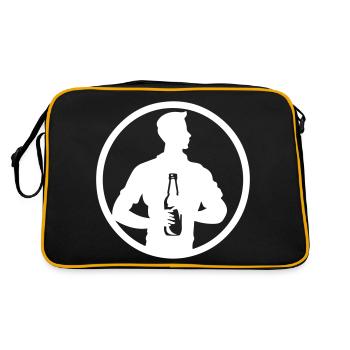 Bottle of Beer Drinking Silhouette - Retro Bag - black/gold - Back