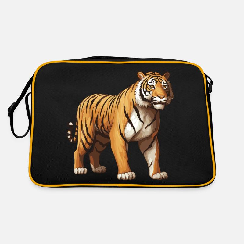 Tiger Tier - Retro Tasche - Schwarz/Gold