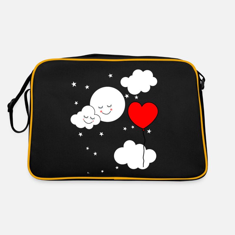 Fantasy Kinder Himmel Luftballon Herz Baby - Retro Tasche - Schwarz/Gold