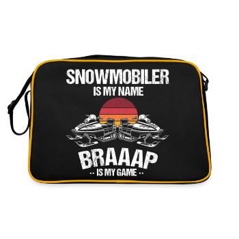 Schneemobilfahrer und Skidoo Design - Retro Tasche - Schwarz/Gold - Hinten