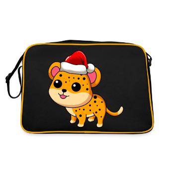 Leopard Comic Weihnachten - Retro Tasche - Schwarz/Gold - Hinten