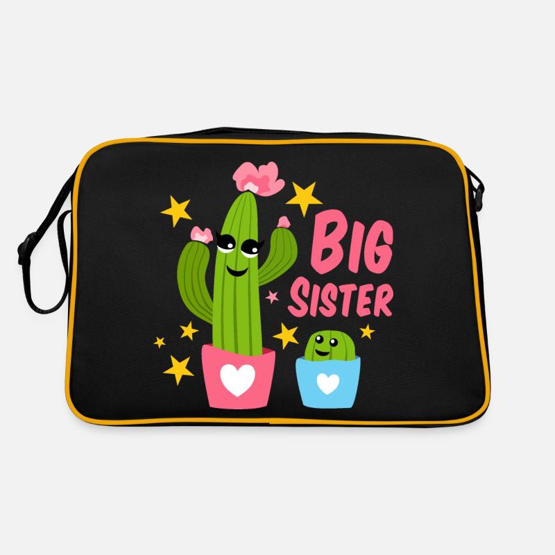 Große Schwester - Retro Tasche - Schwarz/Gold