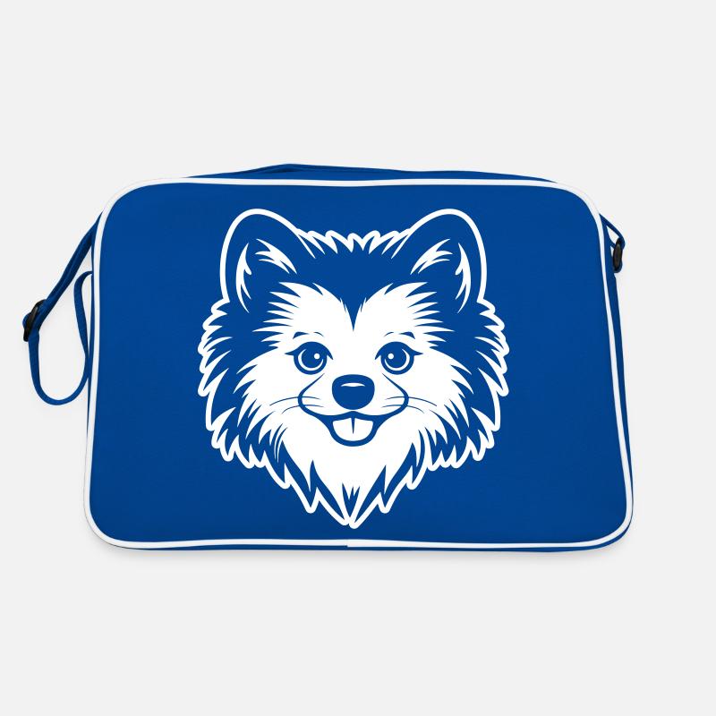 Pomeranian Hund Kopf Zwergspitz Retro Tasche