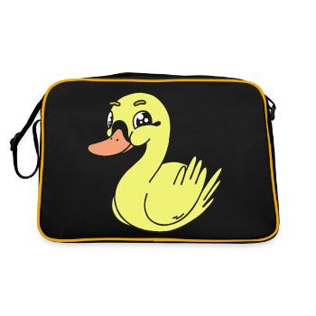 Ente Enten Kinder Kind Baby - Retro Tasche - Schwarz/Gold - Hinten