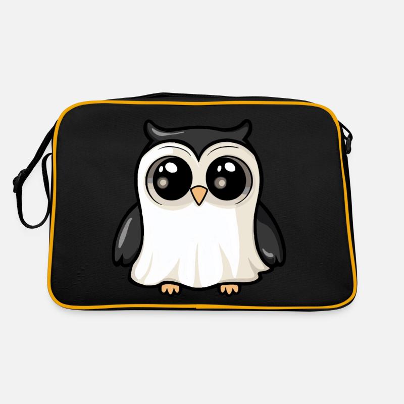 Eule Halloween Comic Geist - Retro Tasche - Schwarz/Gold
