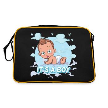 Es ist ein Junge - Retro Tasche - Schwarz/Gold - Hinten
