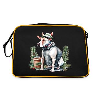 Bull Terrier anglais dans un chapeau de Père Noël - Sac Retro - noir/or - Dos