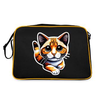 An orange cat, with its luminous coat, - Retro Bag - black/gold - Back