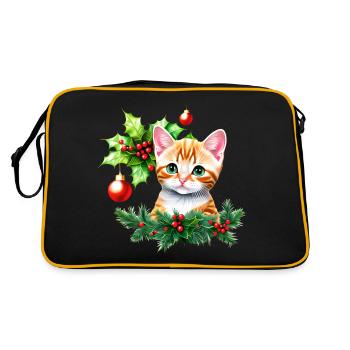 An adorable cat, with eyes sparkling with curiosity - Retro Bag - black/gold - Back