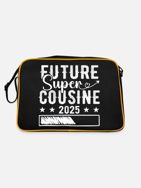 Zukünftiger Supercousin 2025 - Retro Tasche - Schwarz/Gold - Hinten