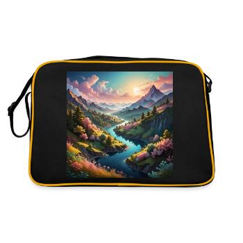 Tal mit Fluß - Retro Tasche - Schwarz/Gold - Hinten
