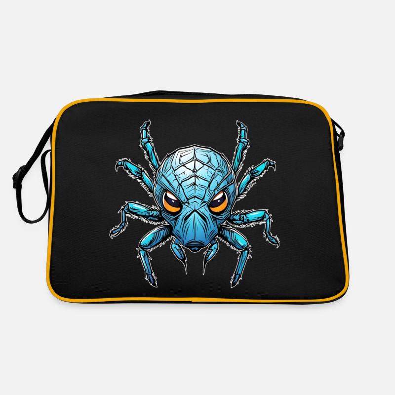 Eine beeindruckende blaue Spinne - Retro Tasche - Schwarz/Gold