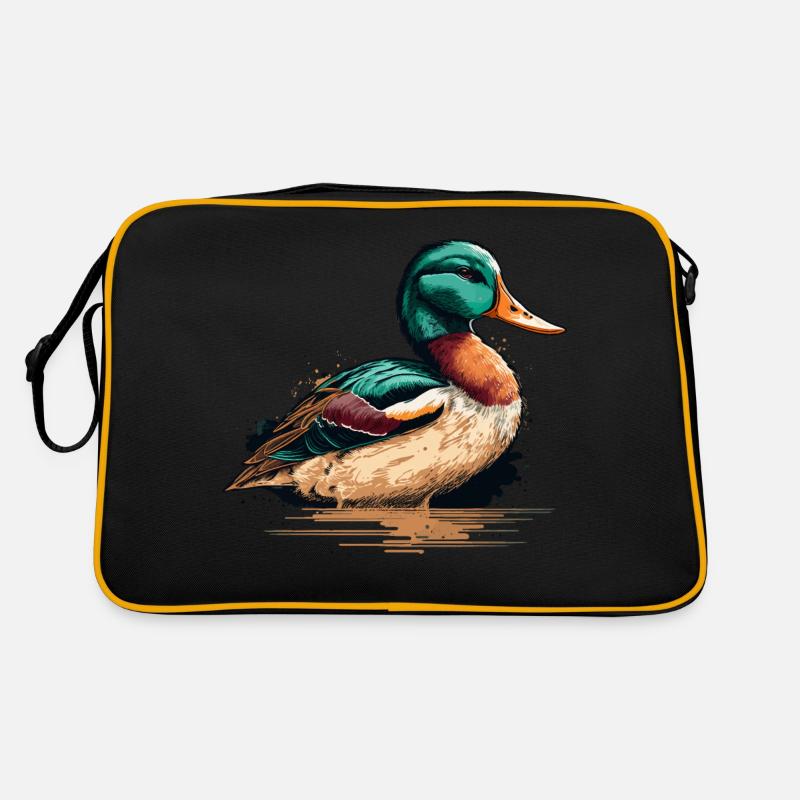 Entenbesitzer Geschenk - Retro Tasche - Schwarz/Gold