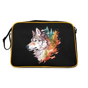 Wolf Wolf’s Head Nature Wilderness Adventure Art forestier - Sac Retro - noir/or - Dos