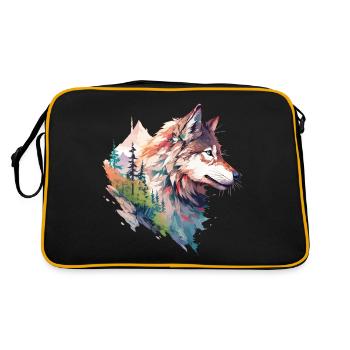 Wolf Wolf’s Head Nature Wilderness Adventure Art forestier - Sac Retro - noir/or - Dos