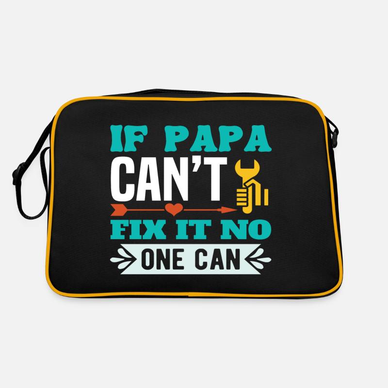 Men If Papa Can't Fix Papa Gift - Retro Bag - black/gold