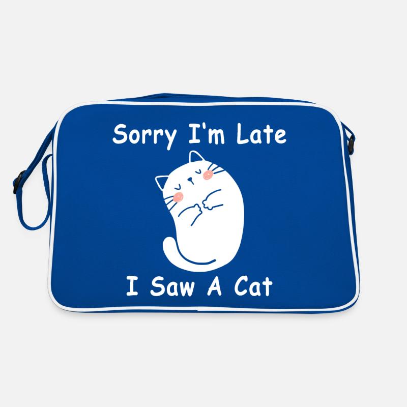 Tut mir leid, dass ich zu spät bin - Katze Retro Tasche