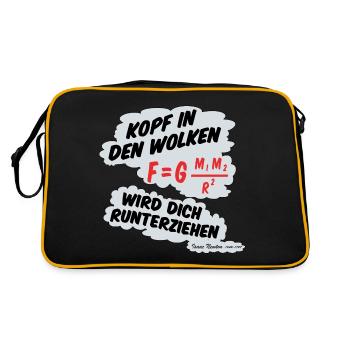 Kopf in den Wolken, ***** wird dich runterziehen. - Retro Tasche - Schwarz/Gold - Hinten