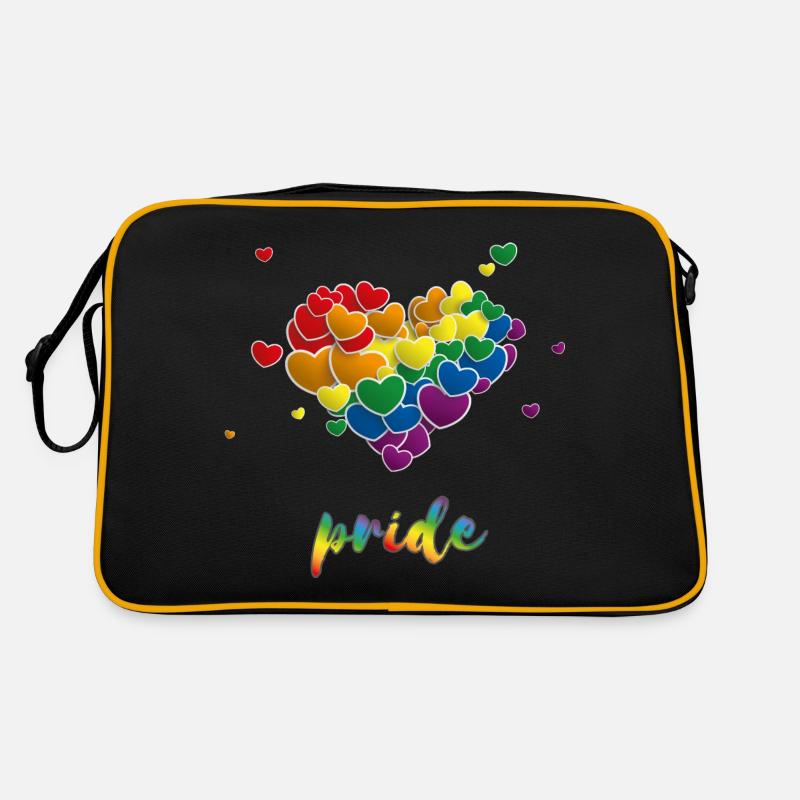 Rainbow Hearts Splash Pride - Retro Tasche - Schwarz/Gold