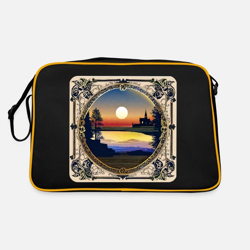 Icône de coucher de soleil avec ornements Sac Retro