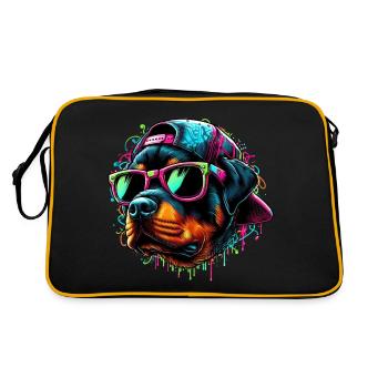 Rottweiler Grafitti Keep Cool - Retro Tasche - Schwarz/Gold - Hinten