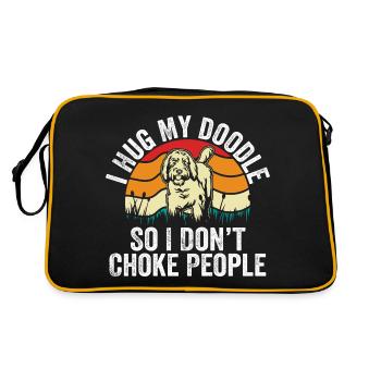 I Hug My Doodle So I Dont Choke People | Dog Lover - Sac Retro - noir/or - Dos