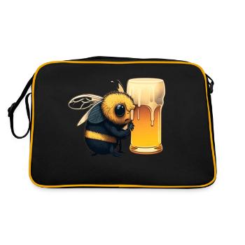 Süße Biene mit besonderem Nektar: Bier - Retro Tasche - Schwarz/Gold - Hinten