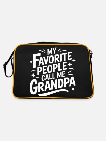 Papy Grand-père Famille Fête des pères - Sac Retro - noir/or - Dos