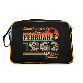 Geburtstag Vintage Geschenkidee Februar 1963 - Retro Tasche - Schwarz/Gold - Hinten