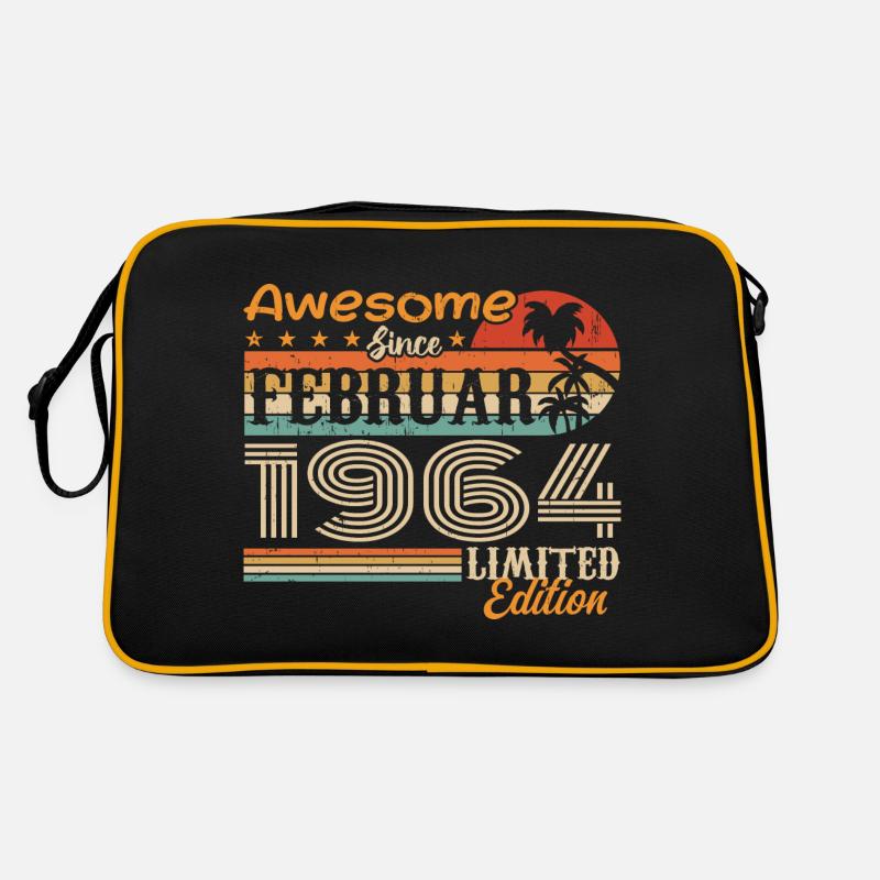 Geburtstag Vintage Geschenkidee Februar 1964 - Retro Tasche - Schwarz/Gold