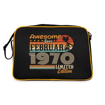 Geburtstag Vintage Geschenkidee Februar 1970 - Retro Tasche - Schwarz/Gold - Hinten