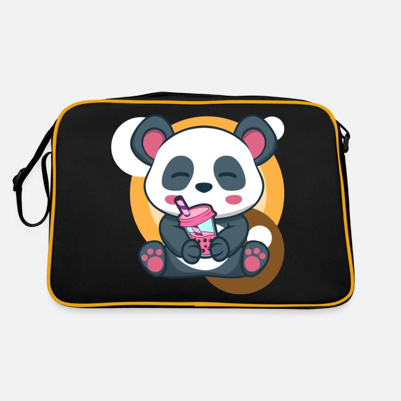 Panda und Bubble Tea Retro Tasche