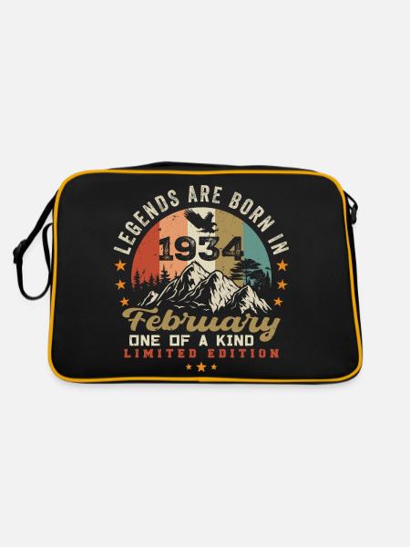 Né en février 1934 anniversaire blague rétro 1934 - Sac Retro - noir/or - Dos