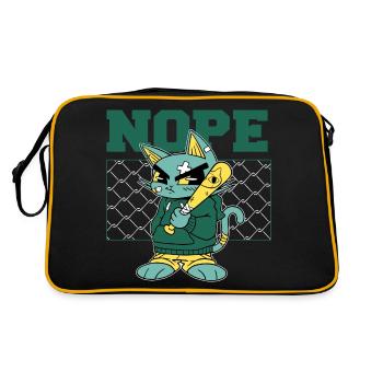Angry Cat with Baseball Bat - NOPE! - Retro Bag - black/gold - Back