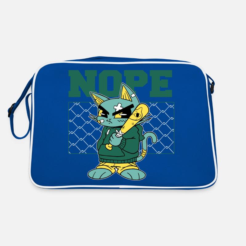 Angry Cat with Baseball Bat - NOPE! Retro Bag