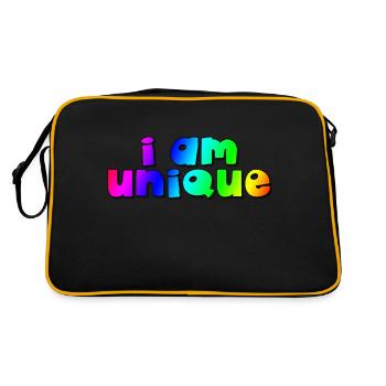 I AM UNIQUE Ich bin einzigartig / rainbow - Retro Tasche - Schwarz/Gold - Hinten