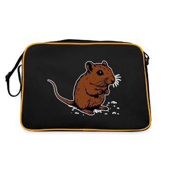 Rennmaus braun Geschenk - Retro Tasche - Schwarz/Gold - Hinten
