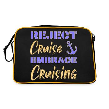 Kreuzfahrt ablehnen Embrace Cruising | Lustige Sprüche - Retro Tasche - Schwarz/Gold - Hinten