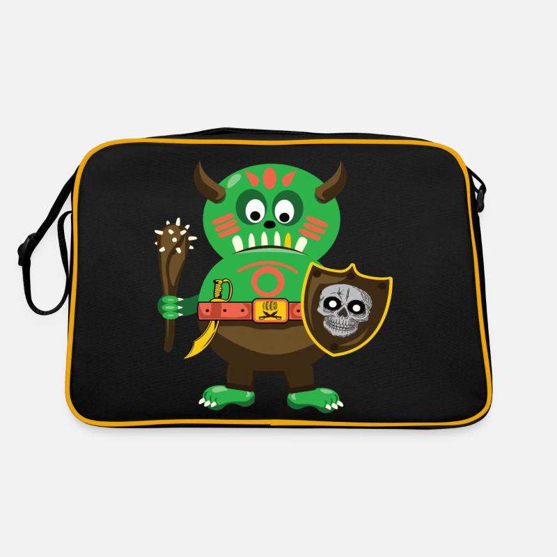 Petit dessin mignon d'ogre vert Sac Retro