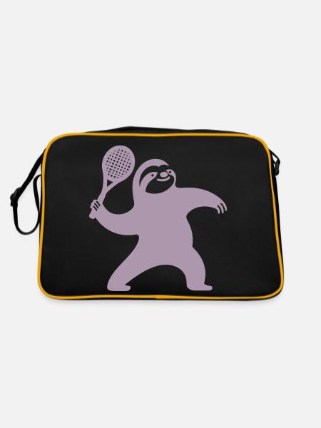 Sloth Silhouette Tennis Serve Minimaliste - Sac Retro - noir/or - Dos