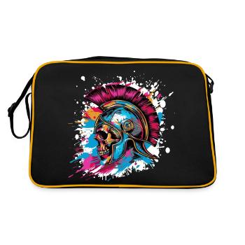 Spartaner Totenkopf Gladiator - Retro Tasche - Schwarz/Gold - Hinten