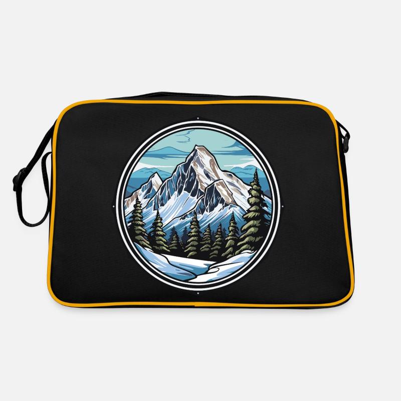 Berge Ski Piste - Retro Tasche - Schwarz/Gold