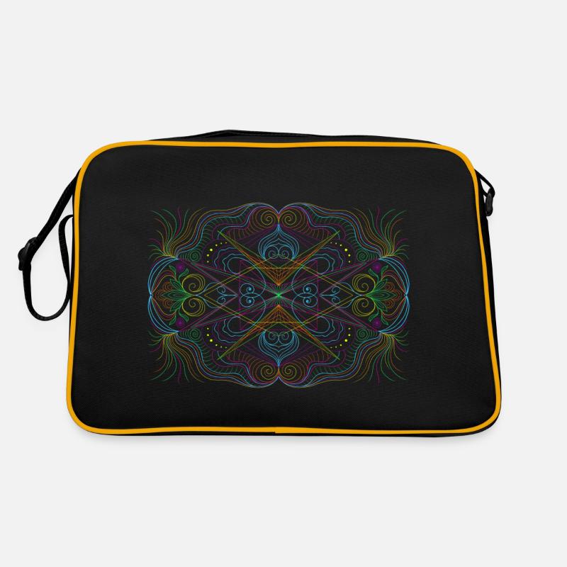 Geometrie Mandala - Retro Tasche - Schwarz/Gold