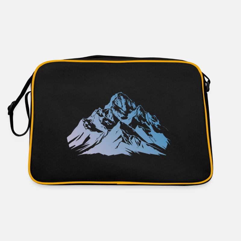 Berge Symbol Wandern - Retro Tasche - Schwarz/Gold
