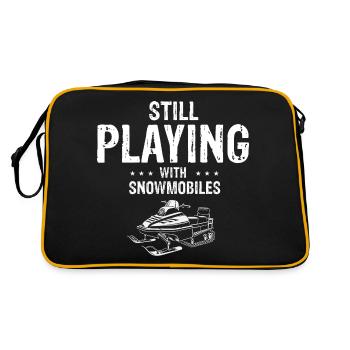 Schneemobilfahrer und Skidoo Design - Retro Tasche - Schwarz/Gold - Hinten