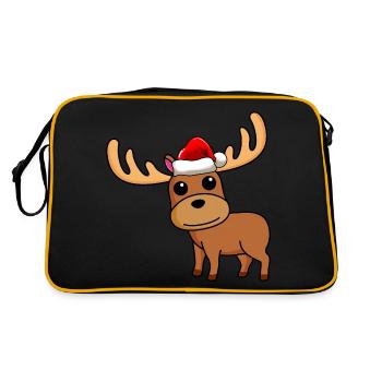 Elch Comic Weihnachten - Retro Tasche - Schwarz/Gold - Hinten