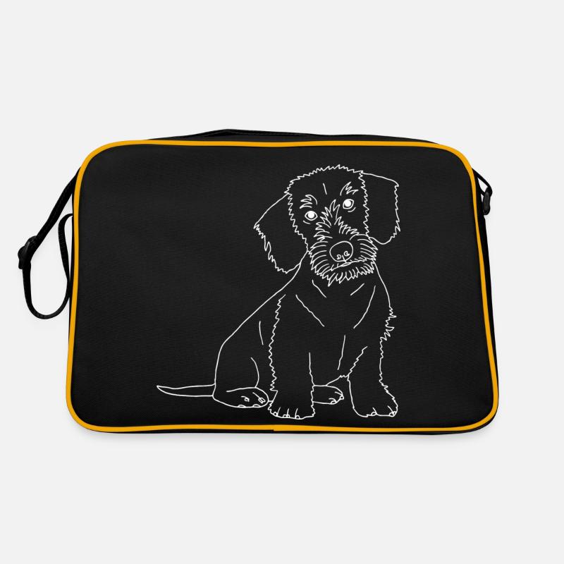 Rauhaardackel - Retro Tasche - Schwarz/Gold