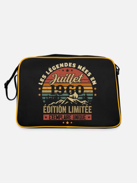 Juillet 1960 Vintage Anniversaire 1960 Juillet - Sac Retro - noir/or